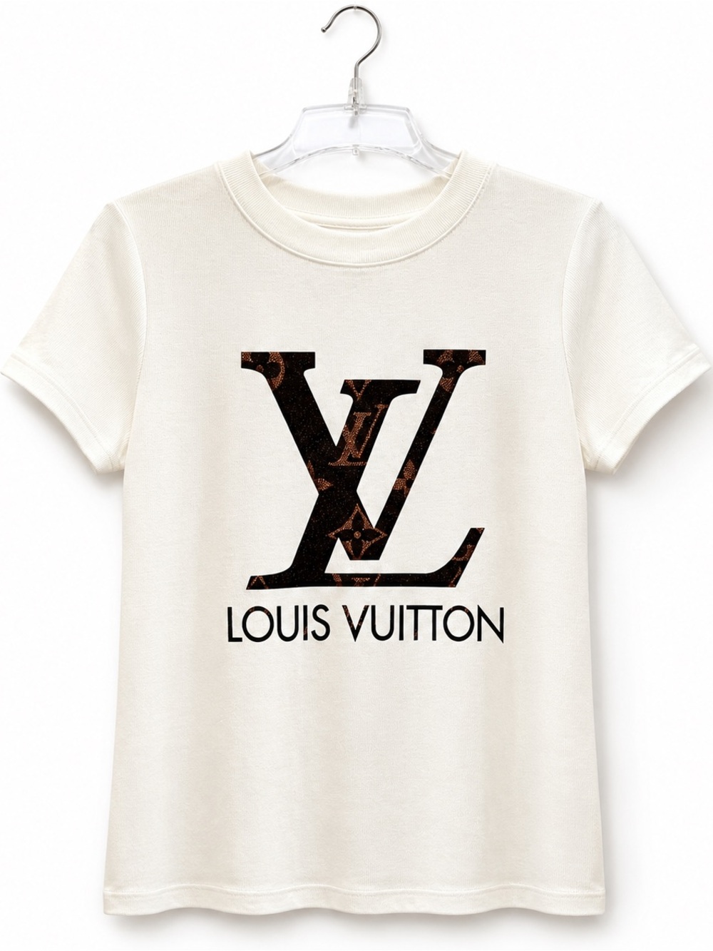 Plus Size Ribbed Cream Logo Tee - Picture 1 of 2